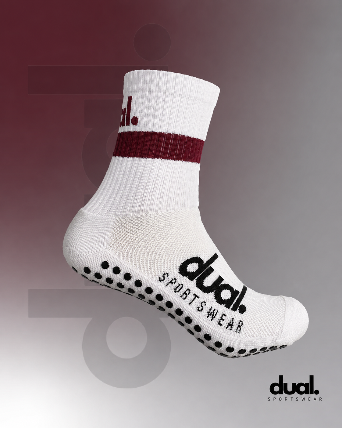 DUAL Performance Socks - White/Maroon
