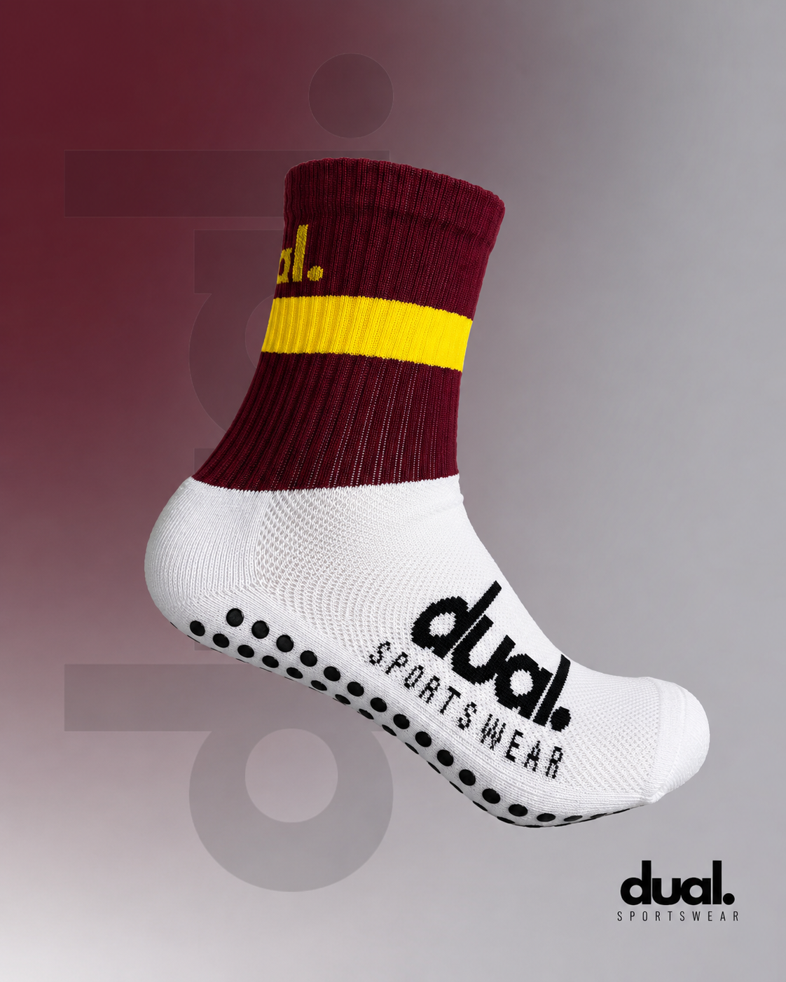 DUAL Performance Socks - Dark Maroon & Yellow